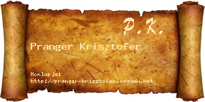 Pranger Krisztofer névjegykártya
